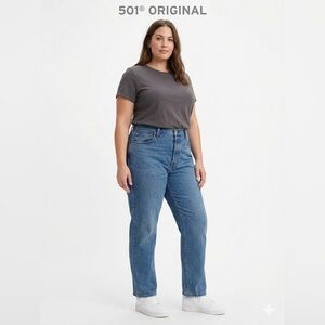 Levi's 501 Original Fit Jeans Plus Size 22W M Light Wash High Rise Button Fly